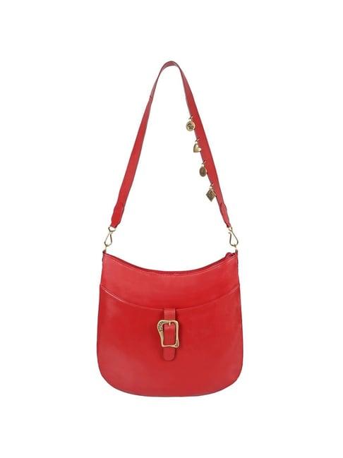 hidesign flower child red solid medium sling handbag