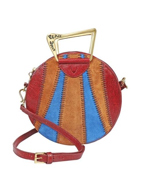 hidesign flower child red textured medium sling handbag