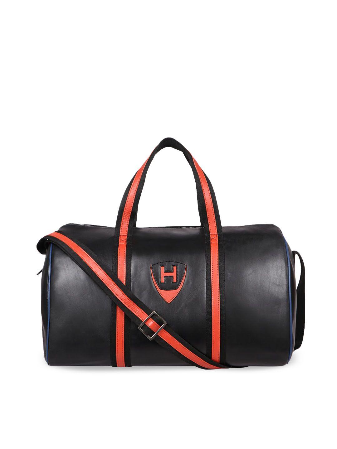hidesign leather black duffel bag