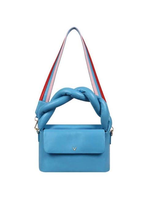 hidesign malasana blue solid medium handbag