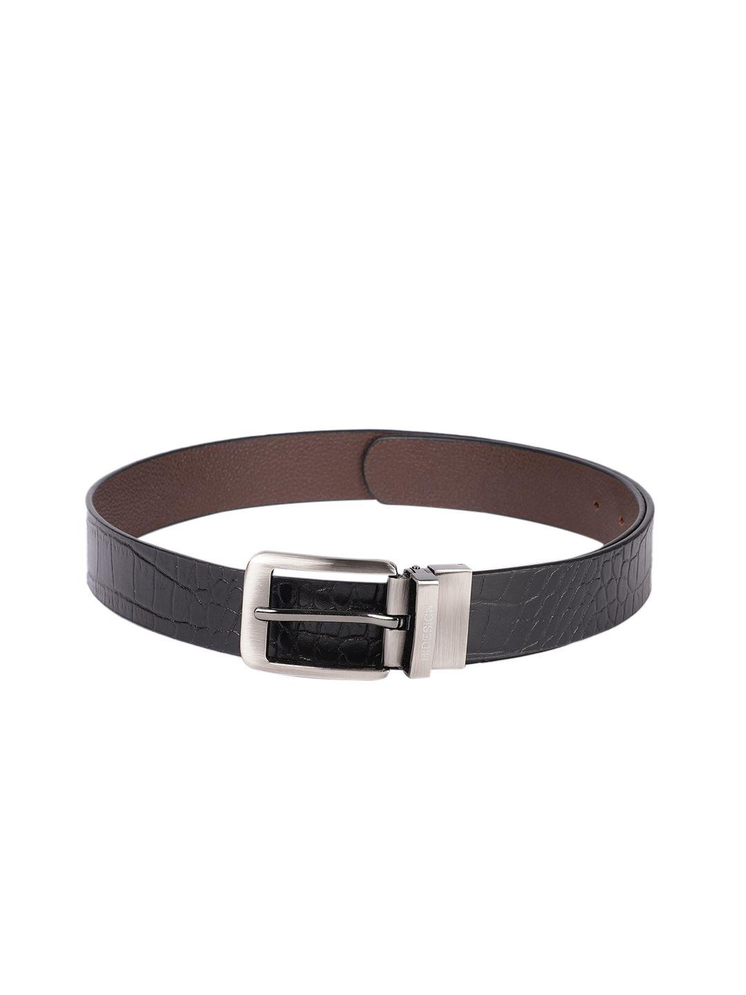 hidesign men black & brown textured reversible leather belt