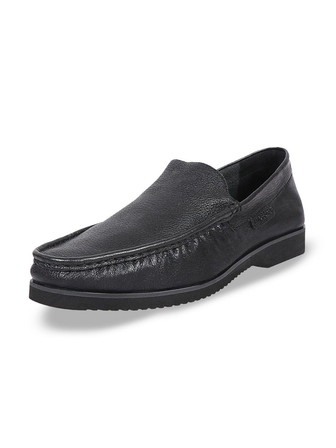 hidesign men black leather loafers