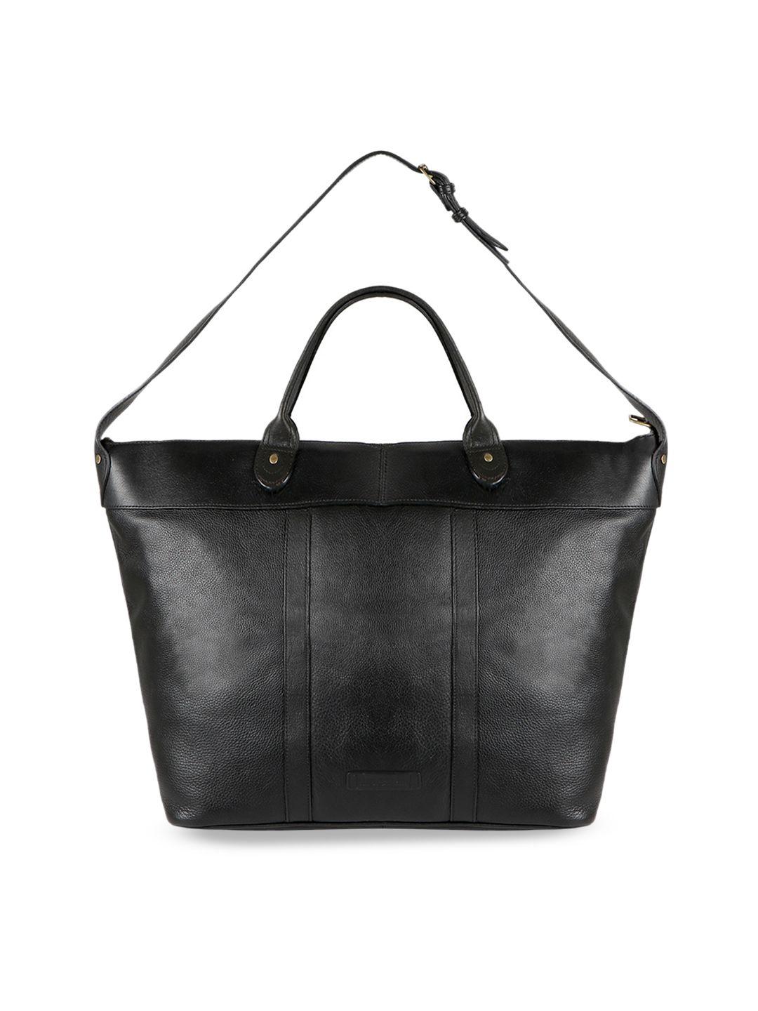 hidesign men black solid genuine leather roberto duffel bag