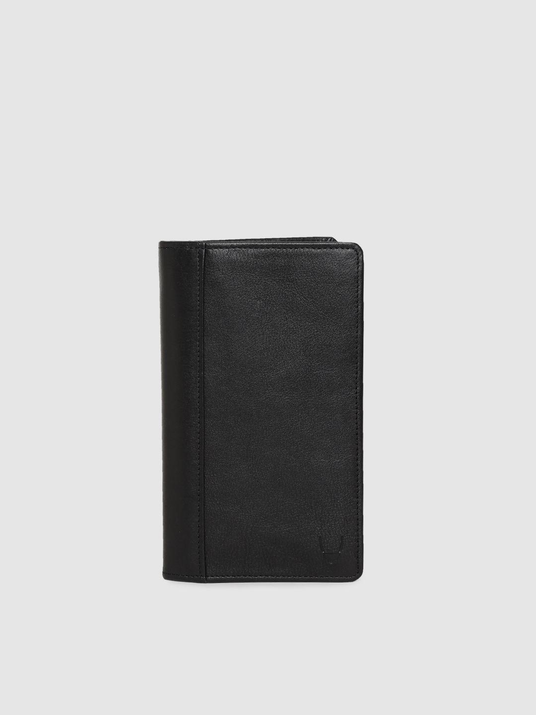 hidesign men black solid leather card holder
