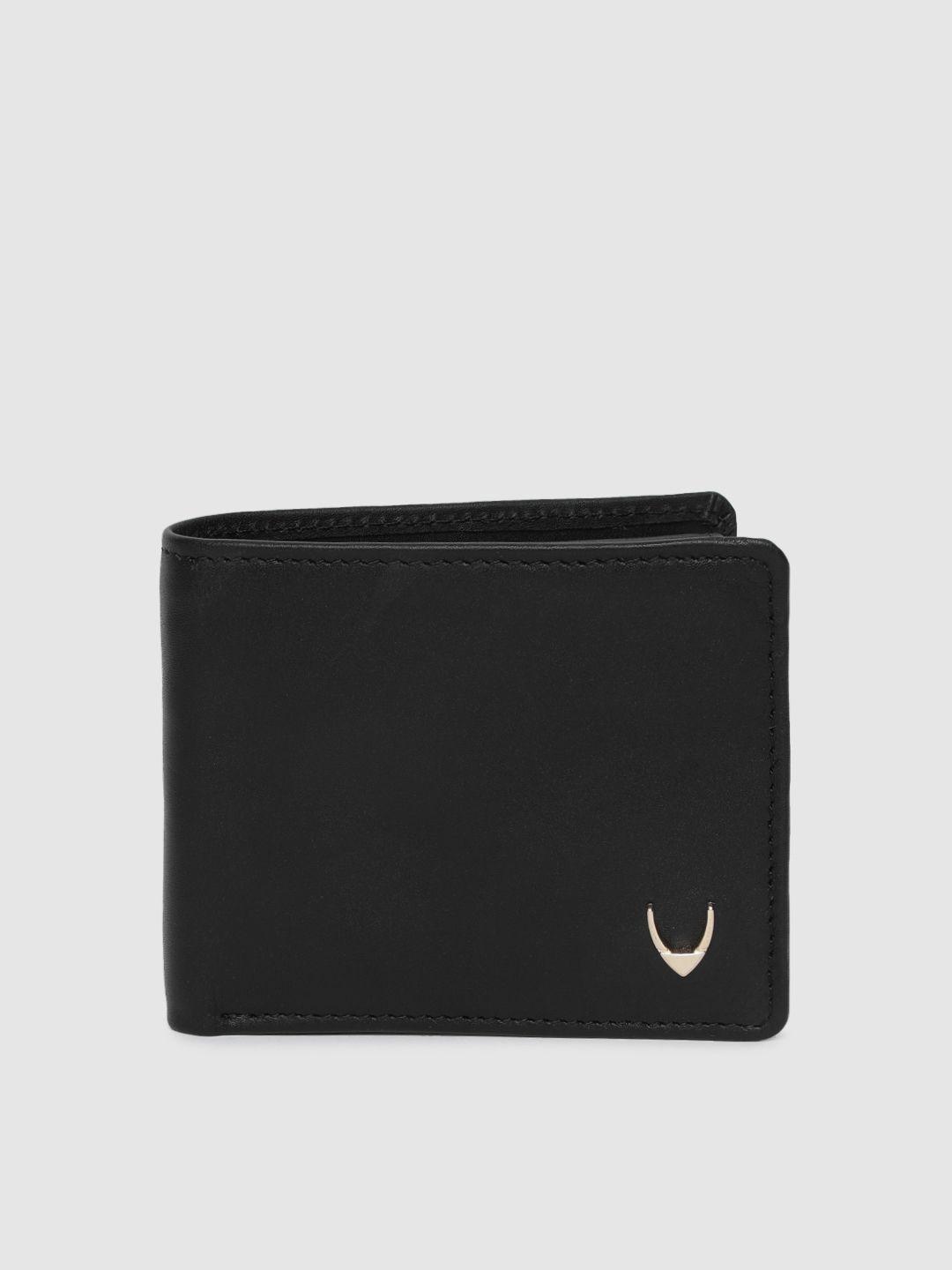 hidesign men black solid two fold wallet