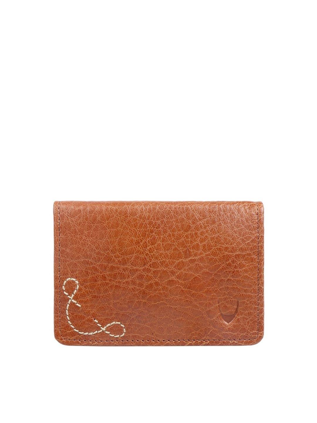 hidesign men tan brown textured leather card holder