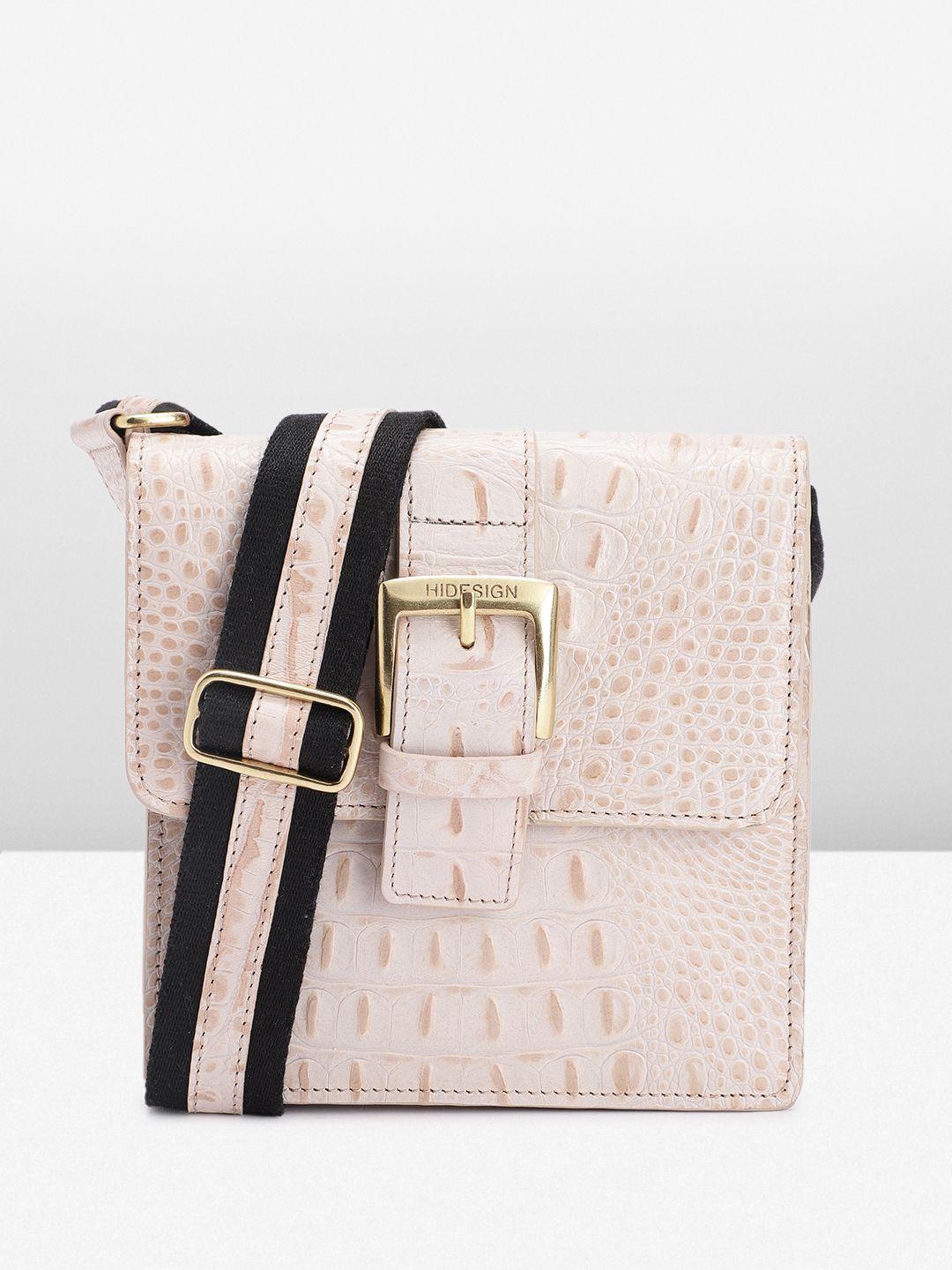 hidesign off white textured leather sling bag