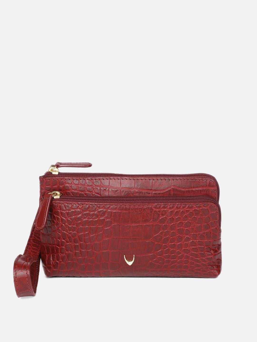 hidesign red textured leather purse