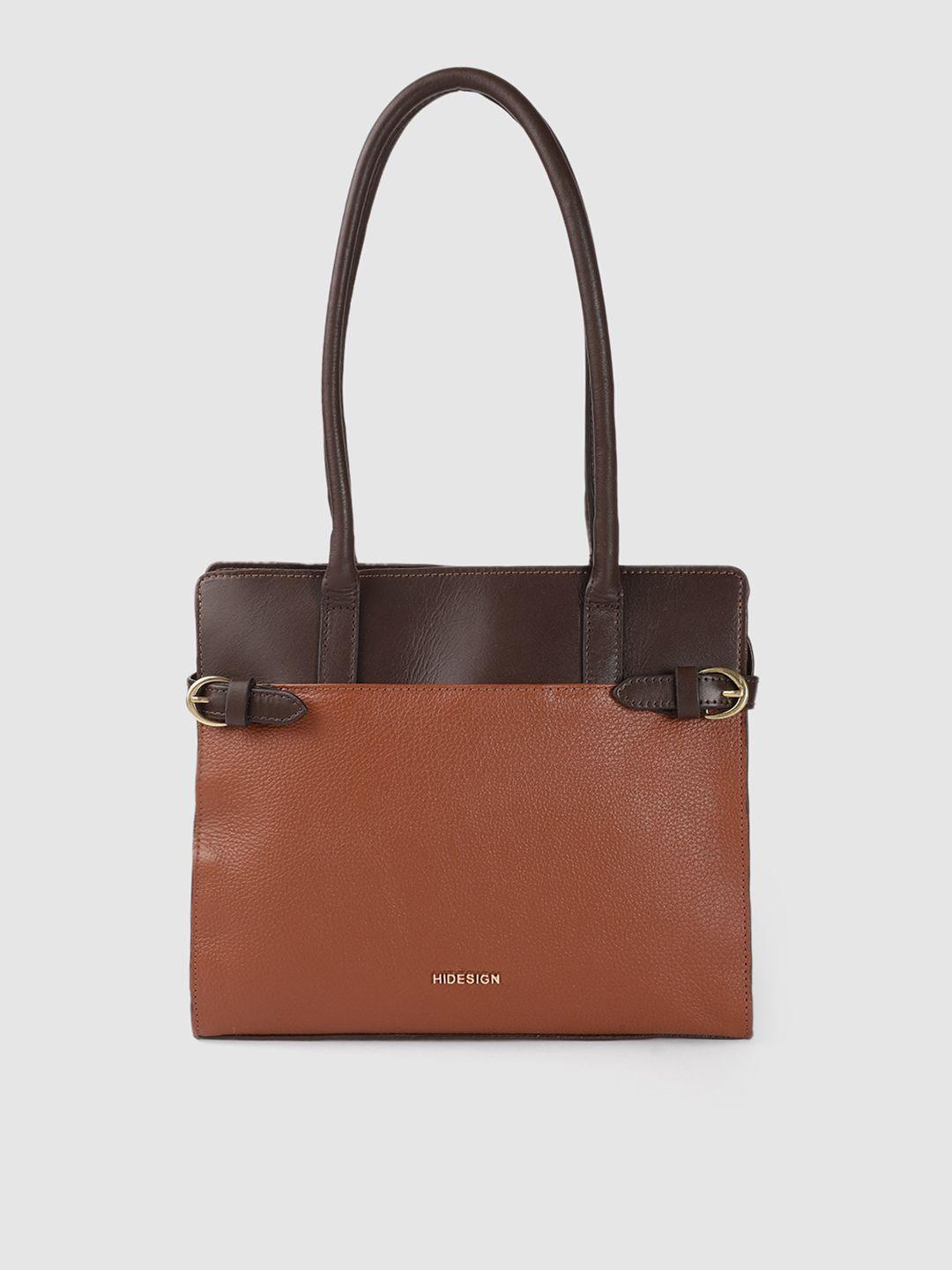 hidesign tan brown leather structured shoulder bag