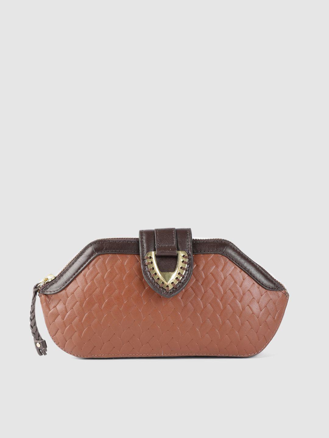 hidesign tan brown textured liya w1 leather purse clutch