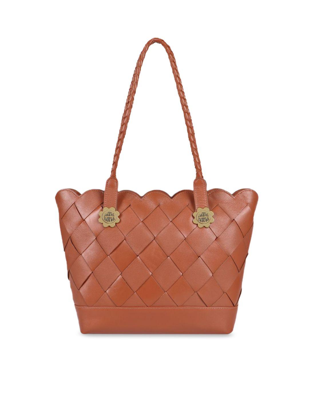hidesign tan geometric leather swagger shoulder bag with quilted