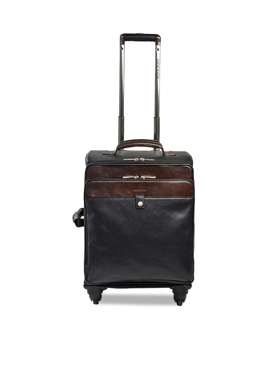 hidesign unisex black solid sundown 01 melbourne khyber medium leather trolley suitcase