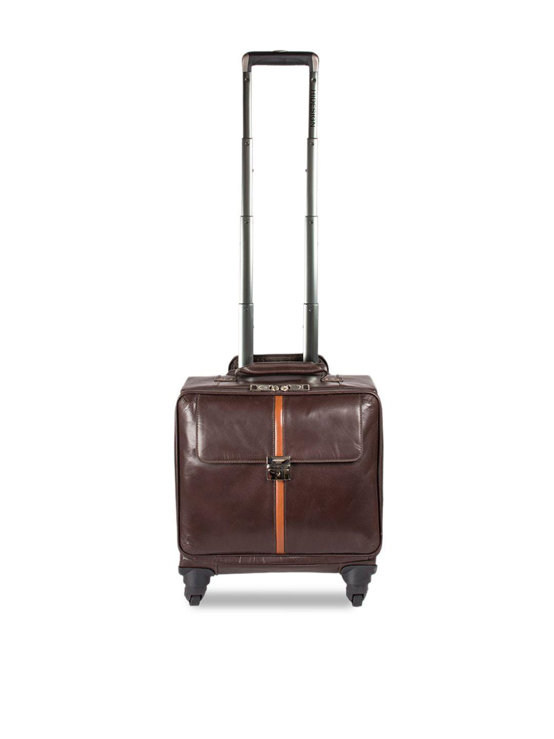 hidesign unisex brown solid cabin trolley suitcase