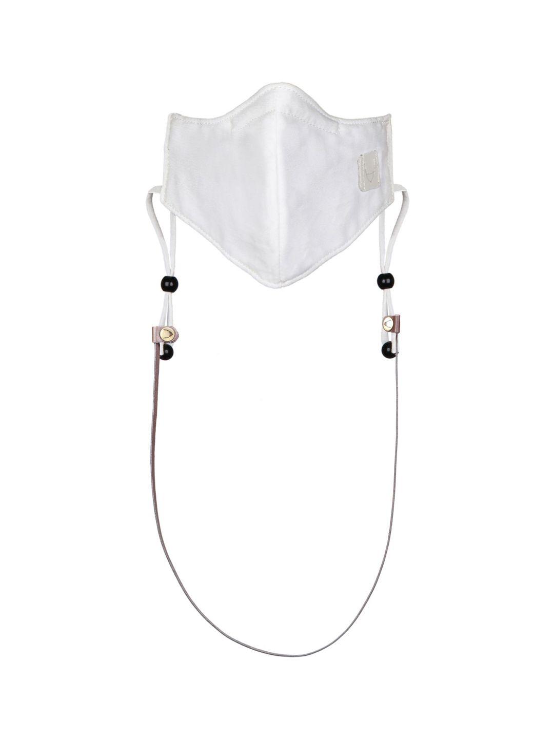 hidesign white solid 1-ply pure cotton cloth face mask with mask chain