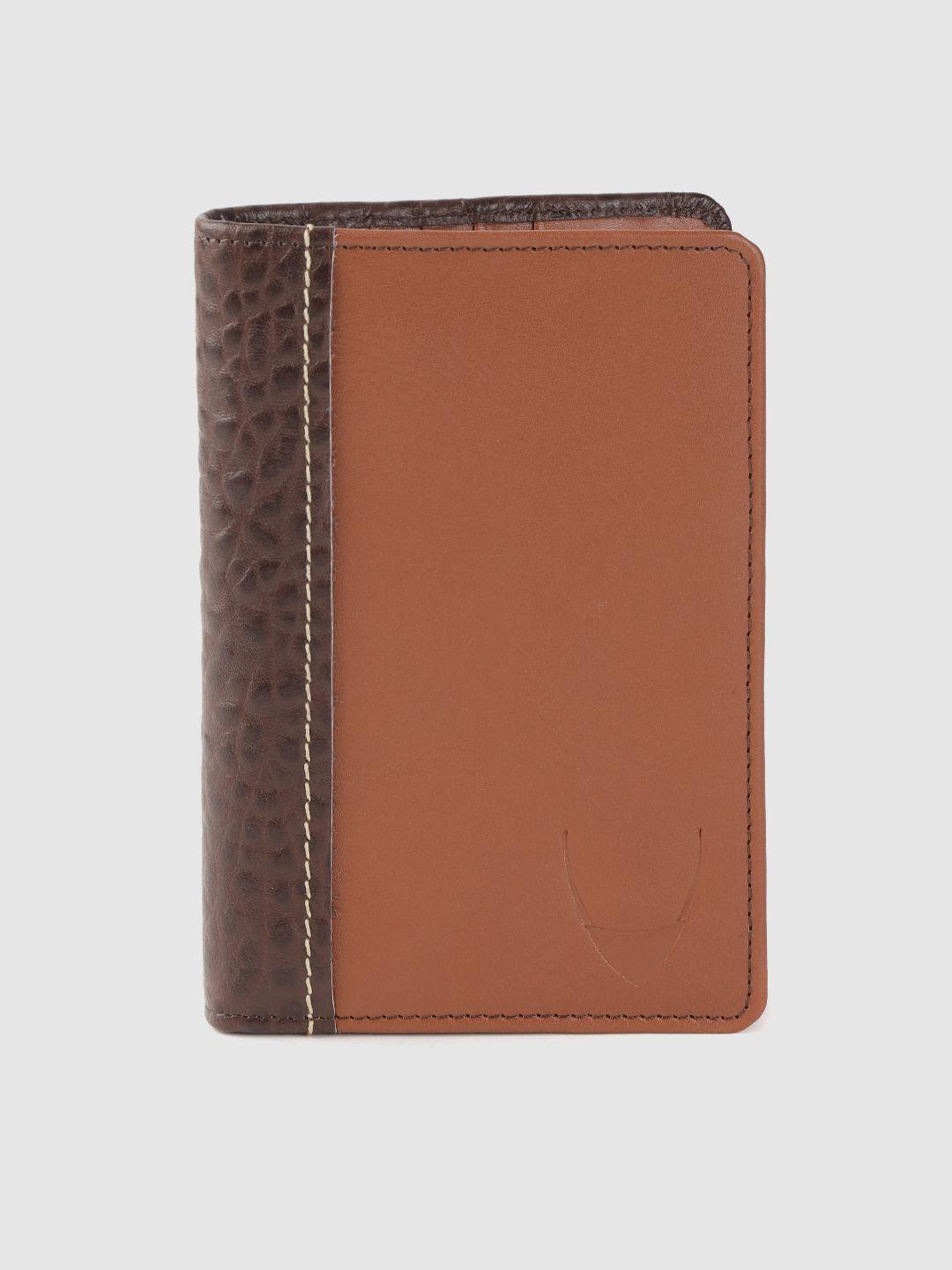 hidesign women brown croc textured leather passport holder