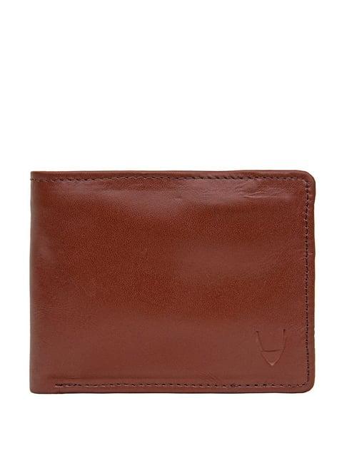 hidesign  tan casual leather bi-fold wallet for men