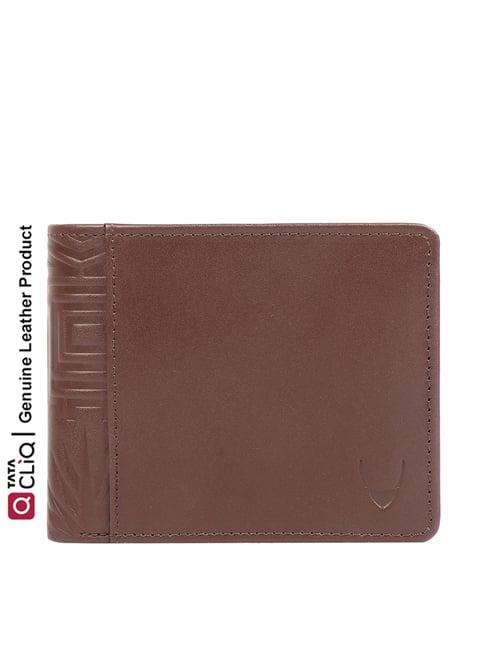 hidesign 370-l103 rf brown casual leather rfid bi-fold wallet for men