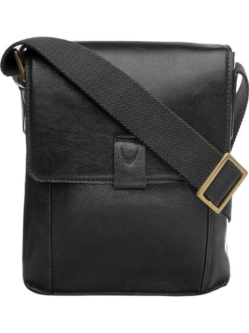 hidesign aiden 03 black leather sling bag