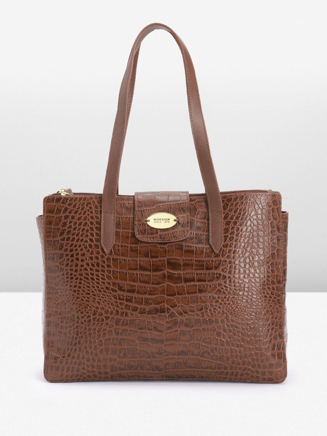 hidesign animal textured leather structured shoulder bag