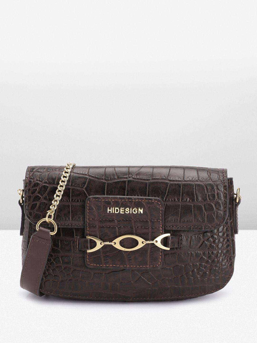 hidesign animal textured leather structured sling bag