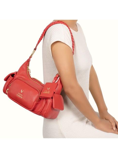 hidesign atelier callas 03 red leather solid shoulder handbag