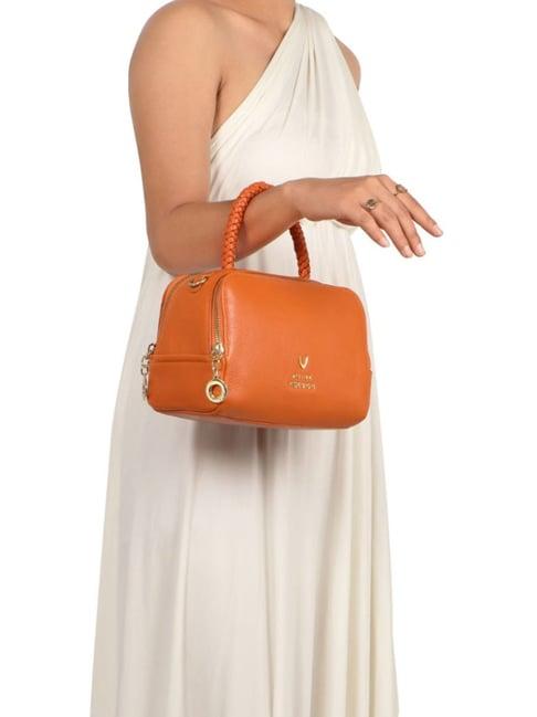 hidesign atelier callas 04 orange leather solid bowler handbags