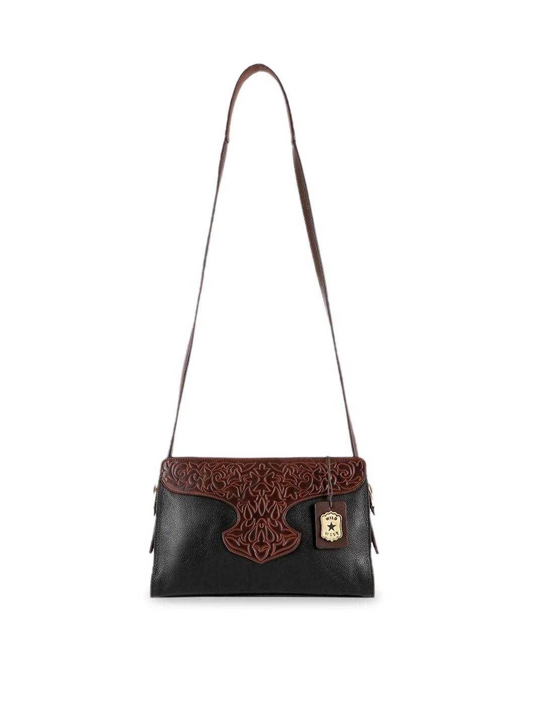 hidesign black & brown textured leather sling bag