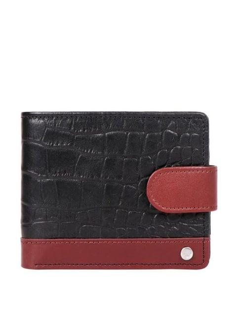 hidesign black casual leather bi-fold wallet for men