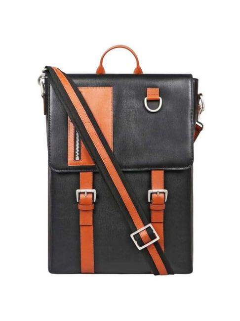 hidesign black leather medium backpack