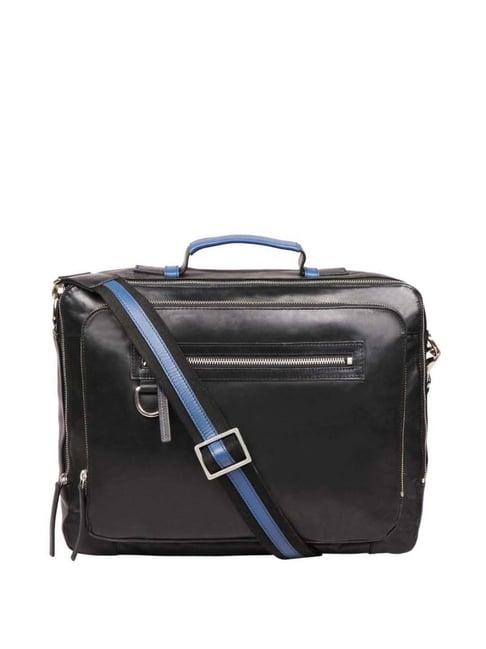 hidesign black leather medium messenger bag