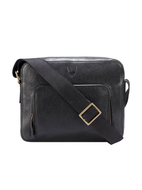 hidesign black solid medium cross body bag