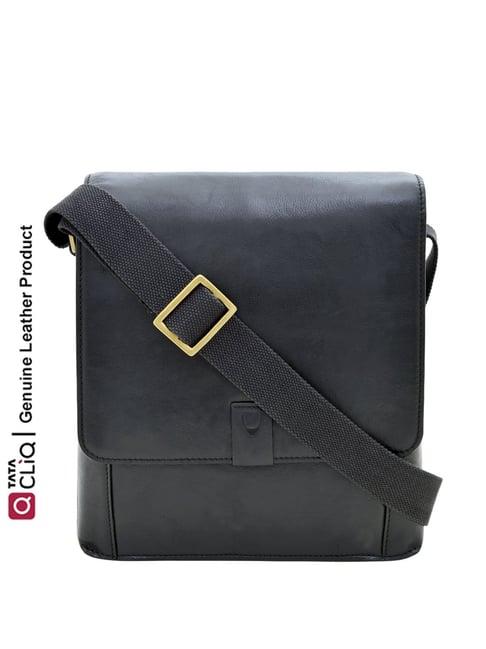 hidesign black solid medium cross body bag