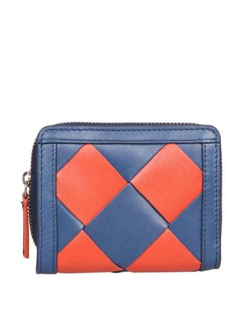 hidesign blue textured bi-fold wallet for women