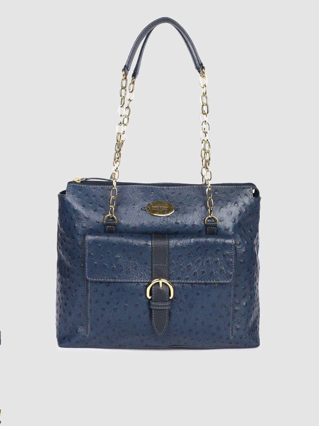 hidesign blue textured shoulder bag