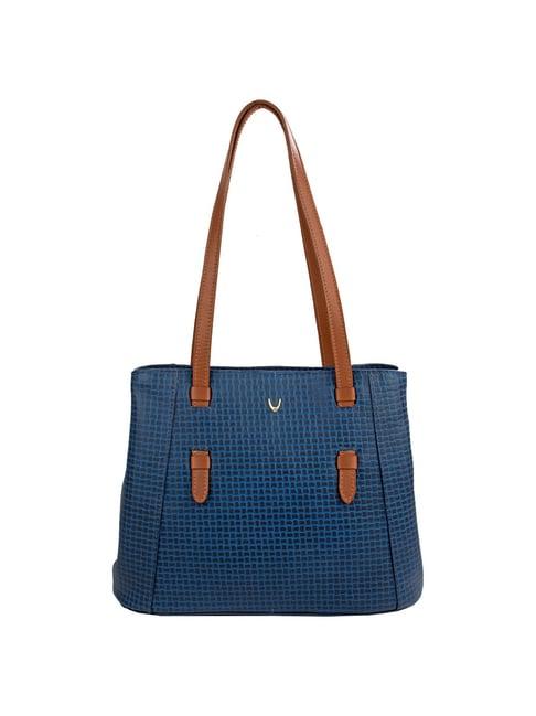 hidesign blue textured shoulder handbag for women