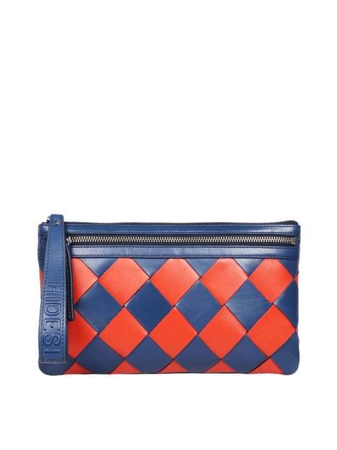 hidesign blue textured wallet for women