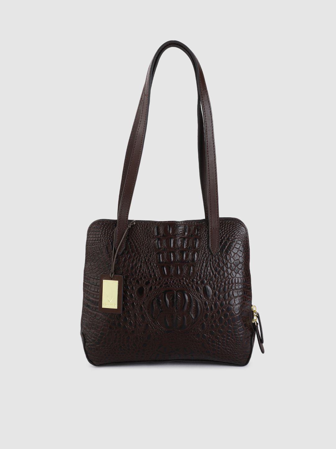 hidesign brown animal textured leather shoulder bag