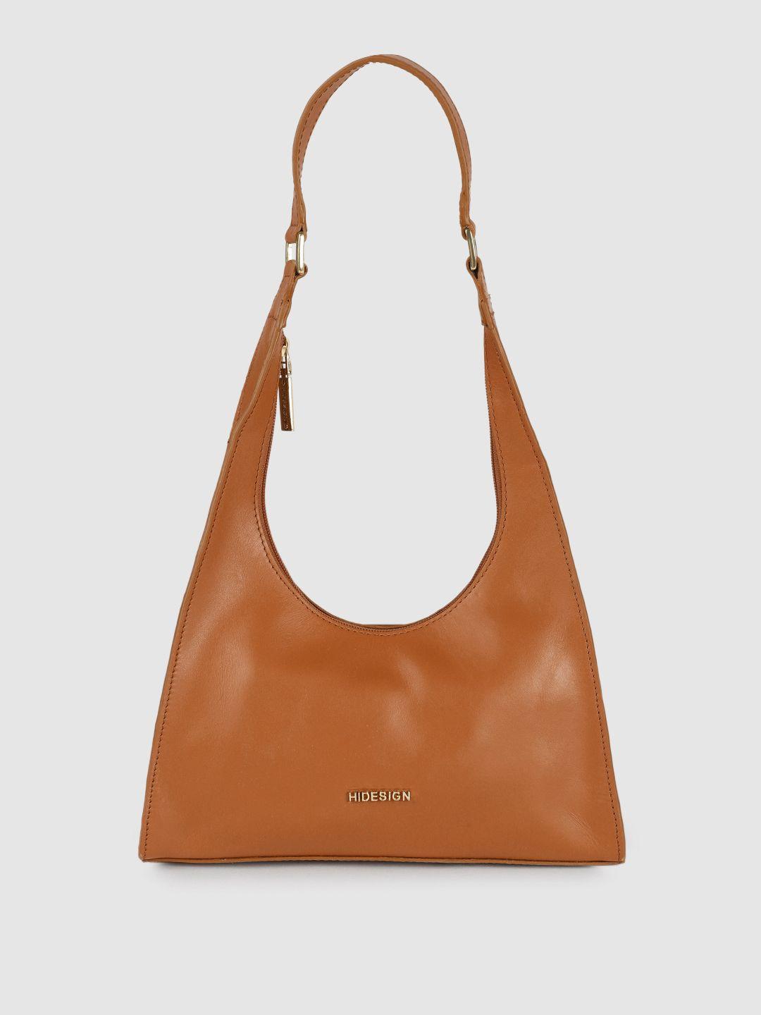 hidesign brown leather structured hobo bag