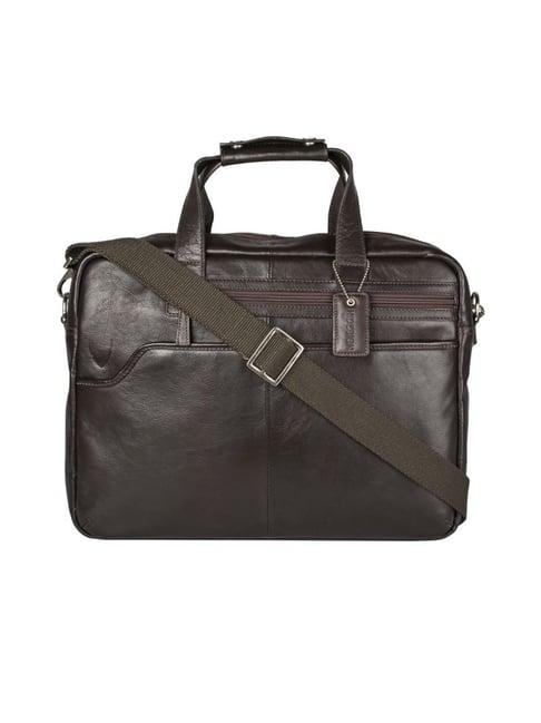 hidesign brown solid medium laptop messenger bag