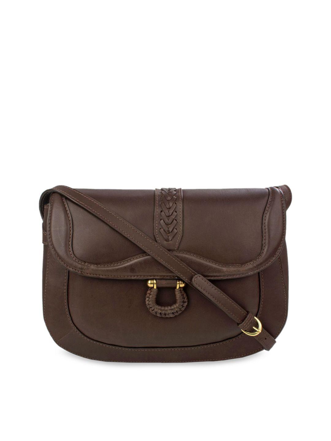 hidesign brown solid sling bag