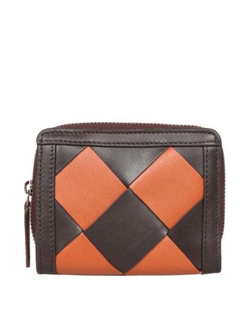 hidesign brown textured bi-fold wallet for women