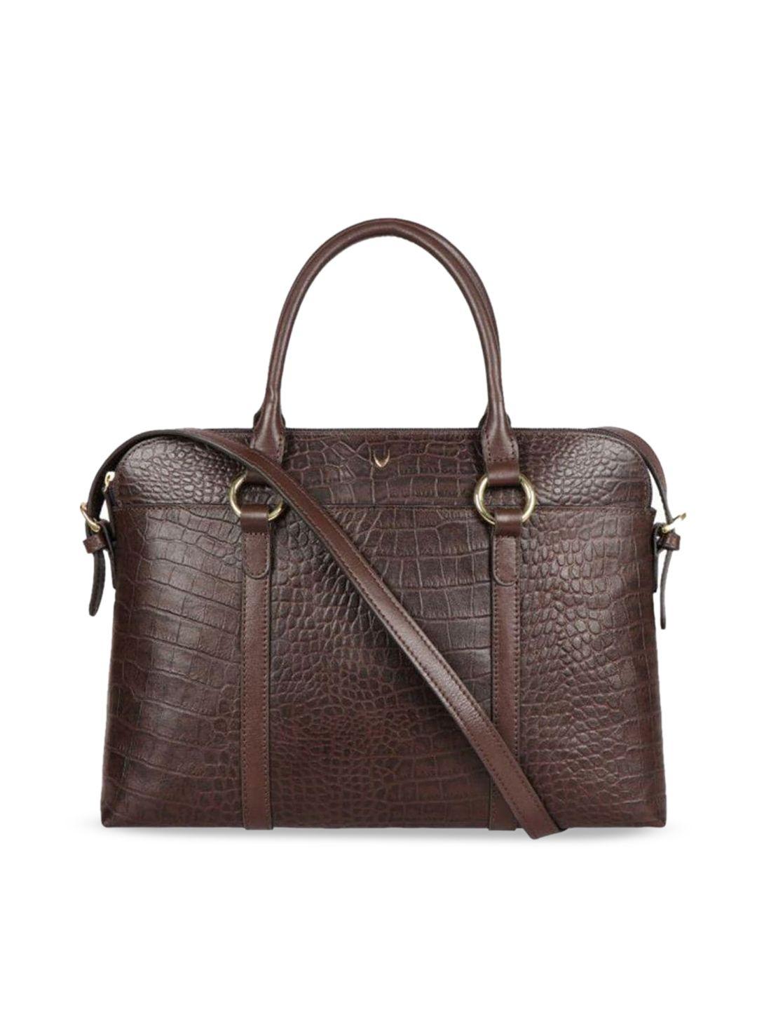 hidesign brown textured leather oversized structured satchel