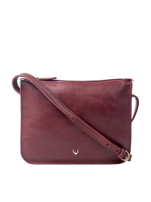 hidesign carmel 01 maroon solid leather sling bag
