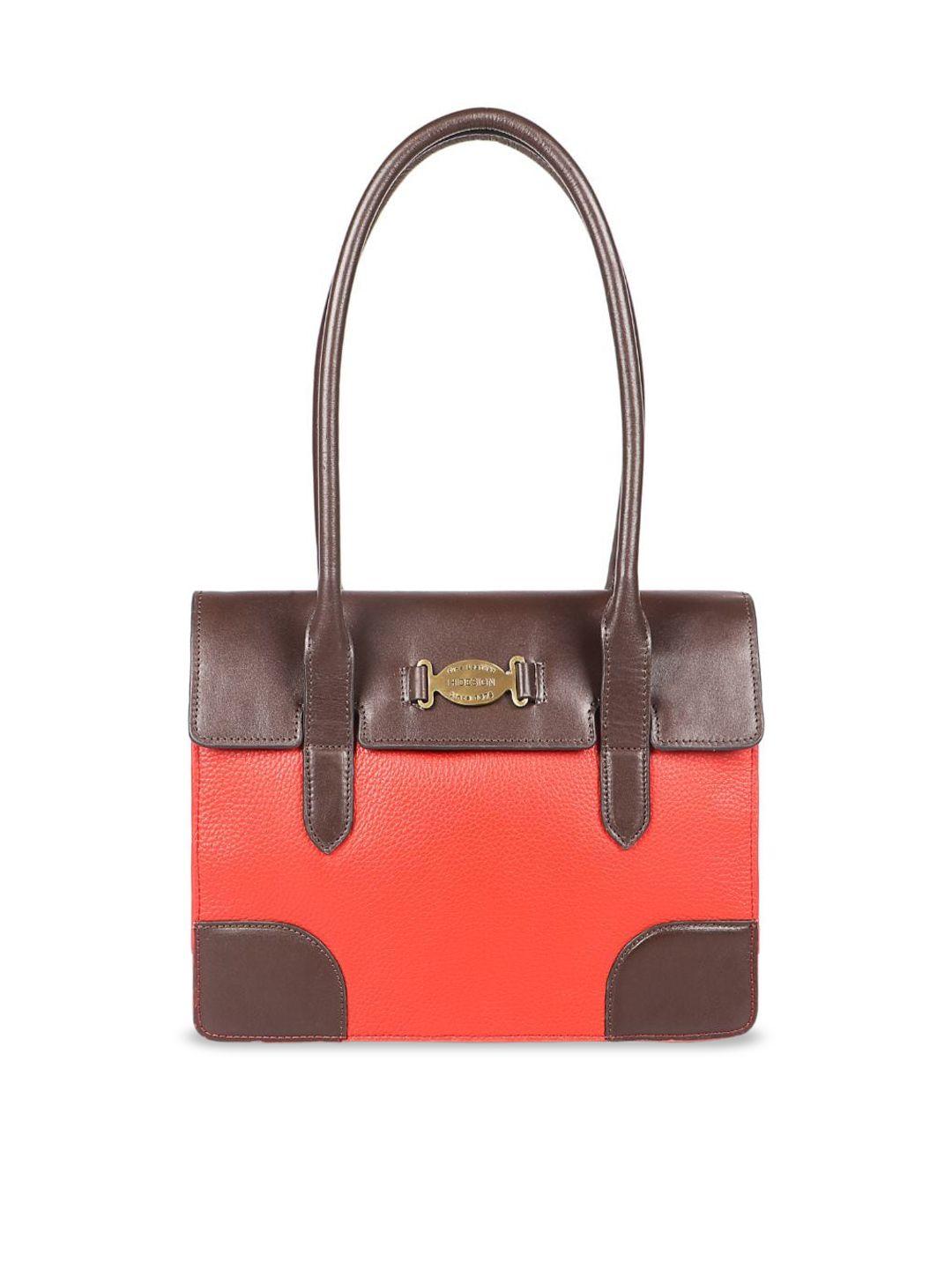 hidesign colourblocked leather structured shoulder bag