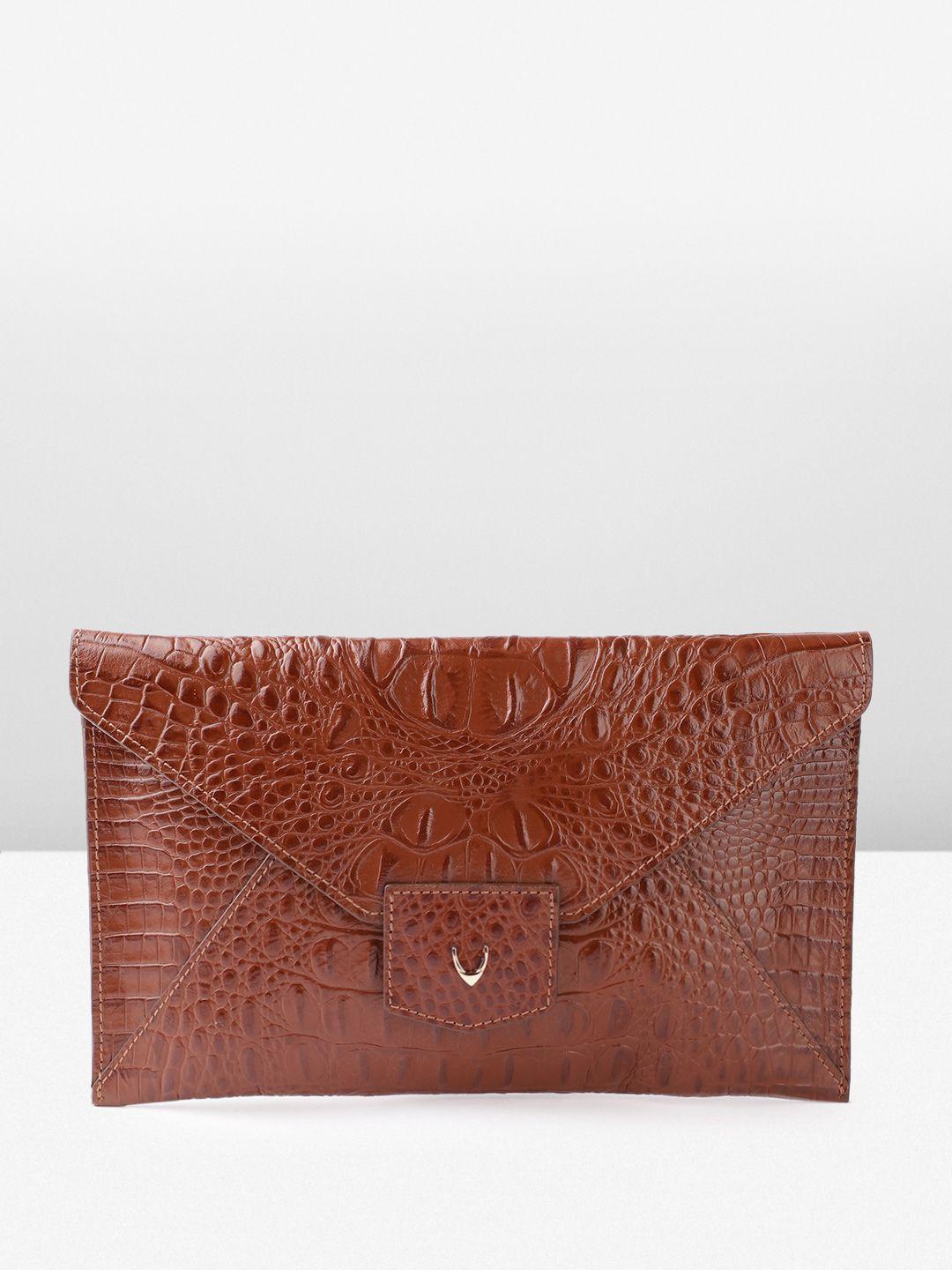 hidesign croc textured envelope leather clutch