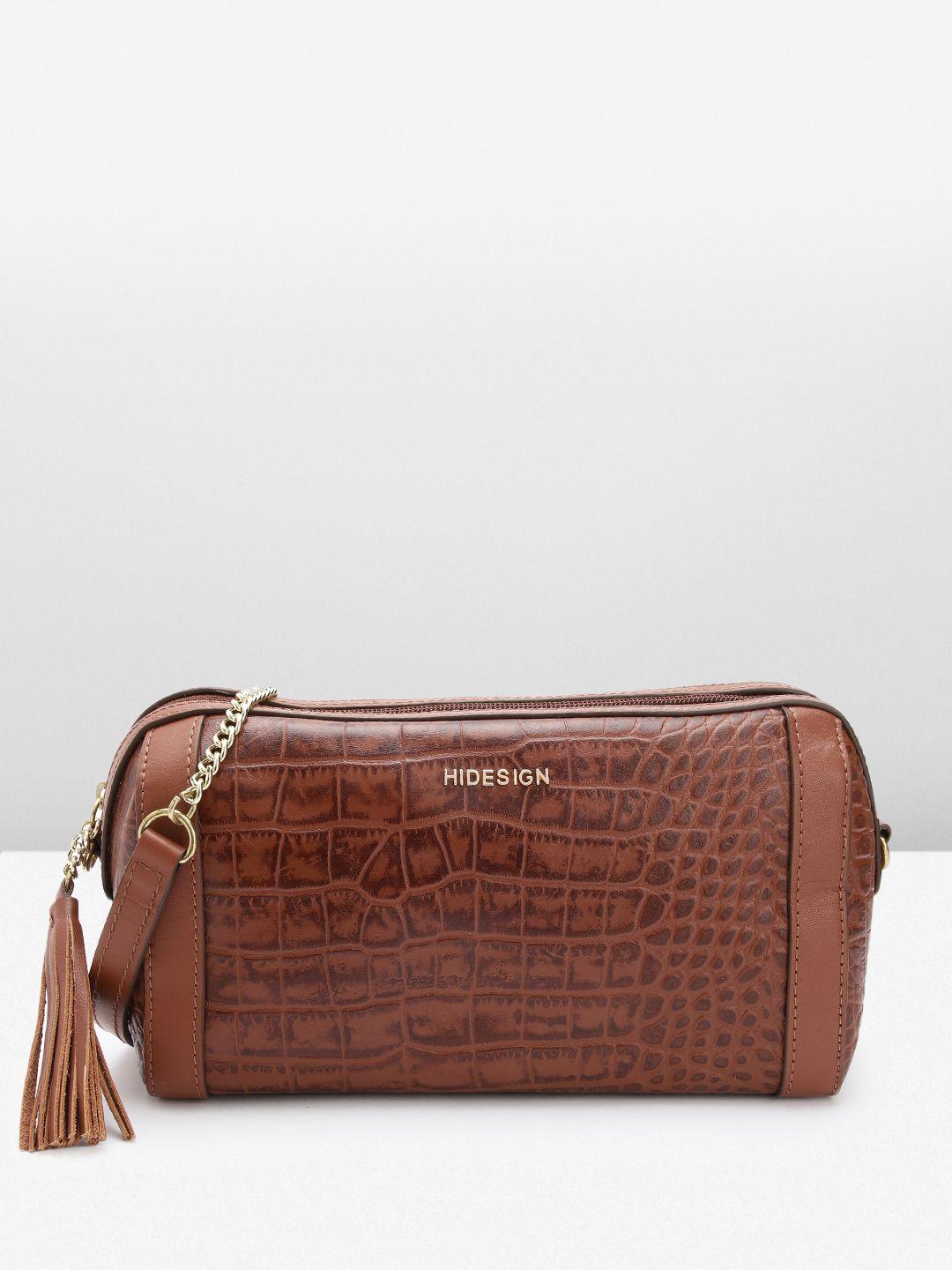 hidesign croc-textured leather bowling sling bag