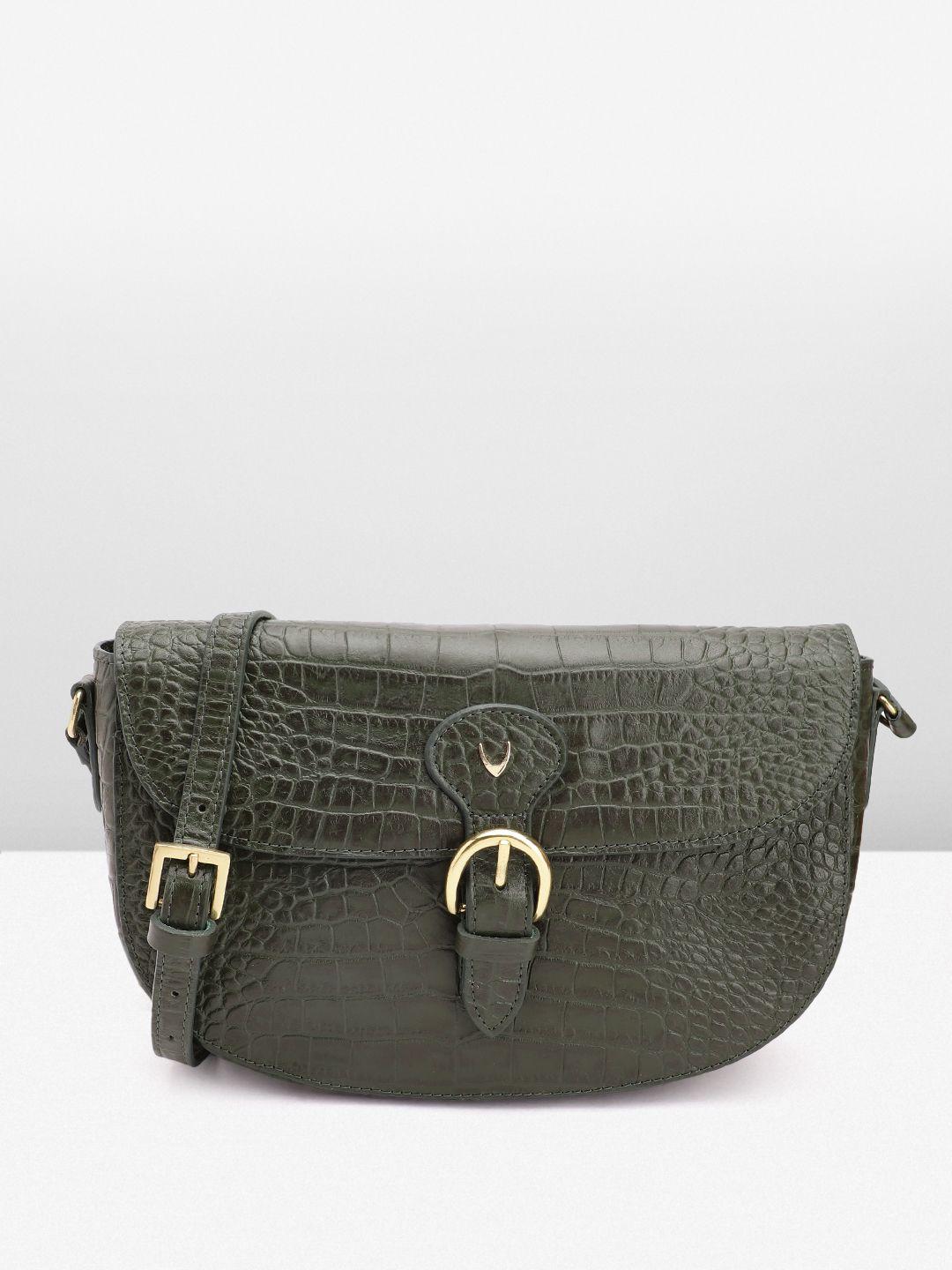hidesign croc-textured leather half moon sling bag