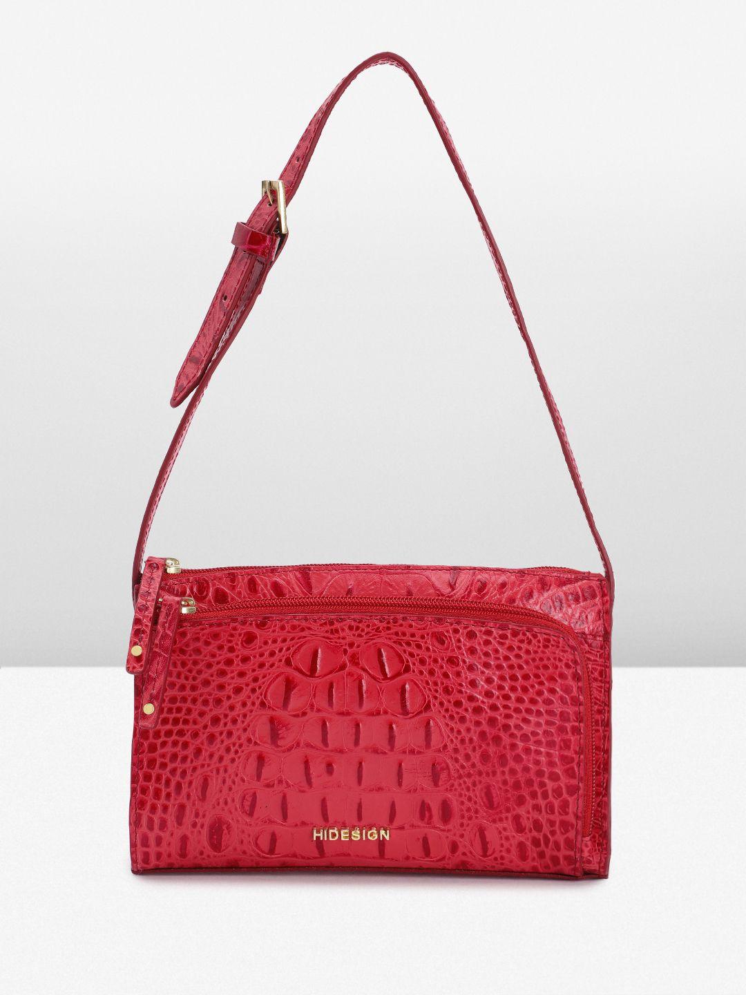 hidesign croc textured leather shoulder bag