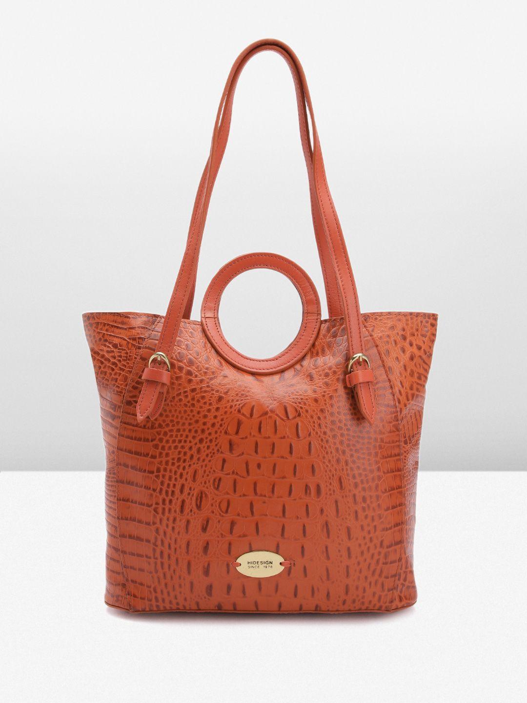hidesign croc textured leather structured shoulder bag