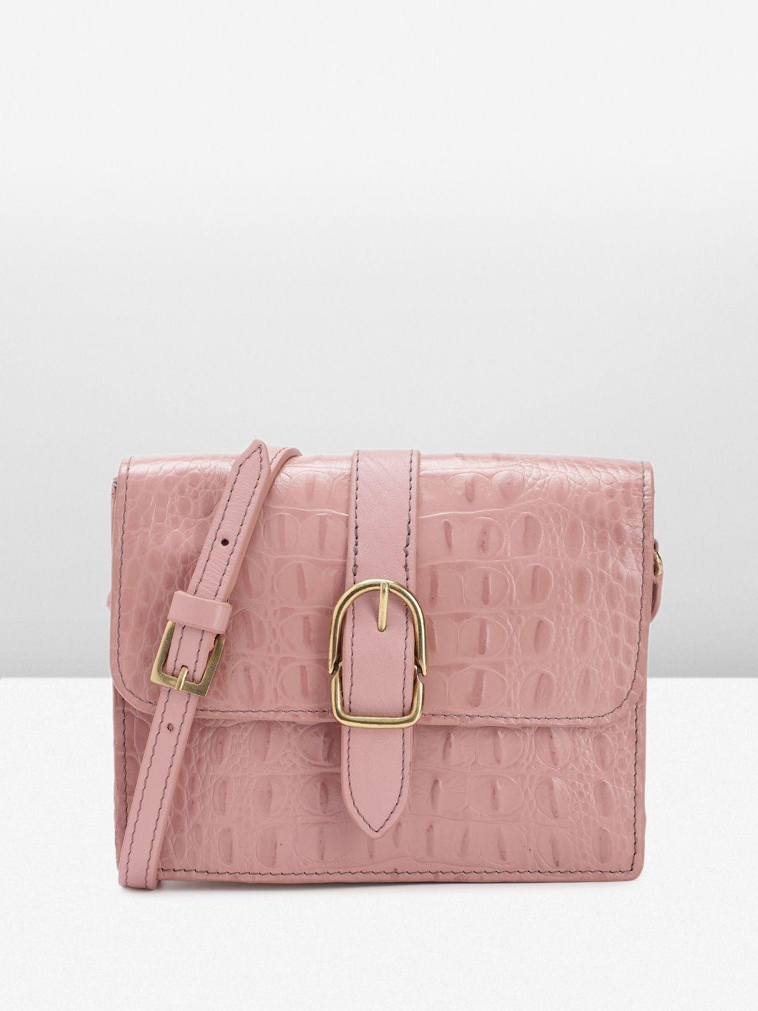 hidesign croc textured leather structured sling bag